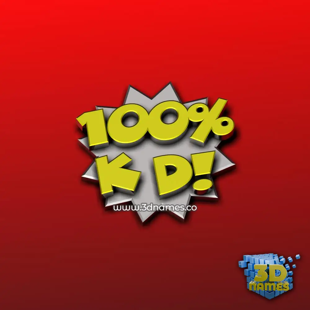 k d in 100 Percent style - 3D name wallpaper