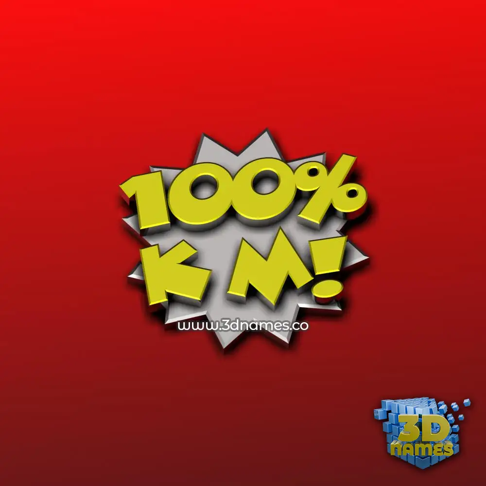 k m in 100 Percent style - 3D name wallpaper