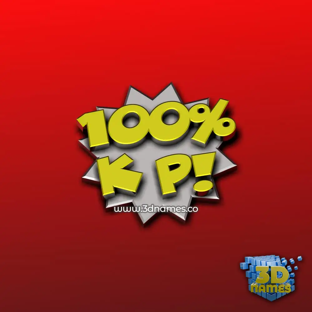 k p in 100 Percent style - 3D name wallpaper