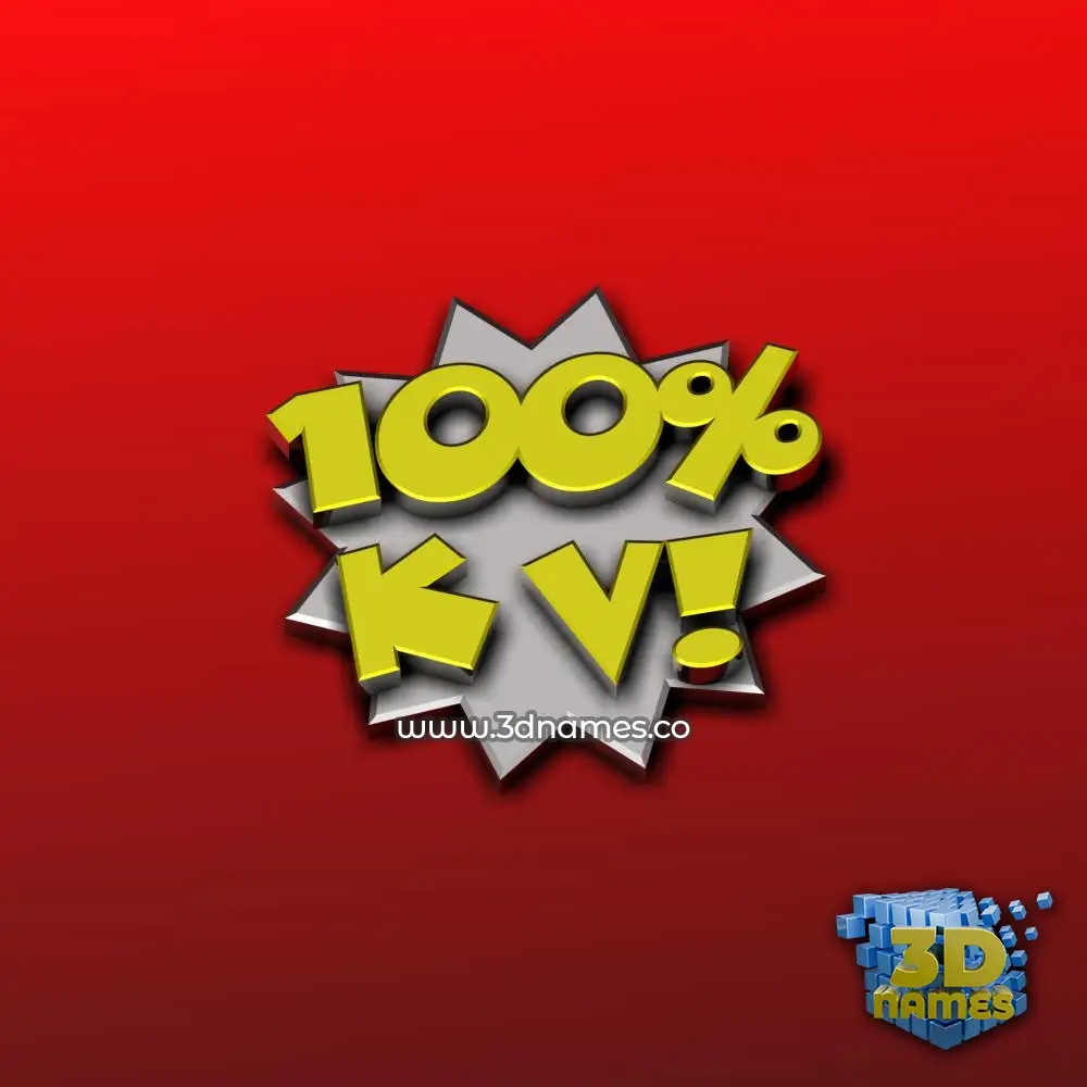 k v in 100 Percent style - 3D name wallpaper