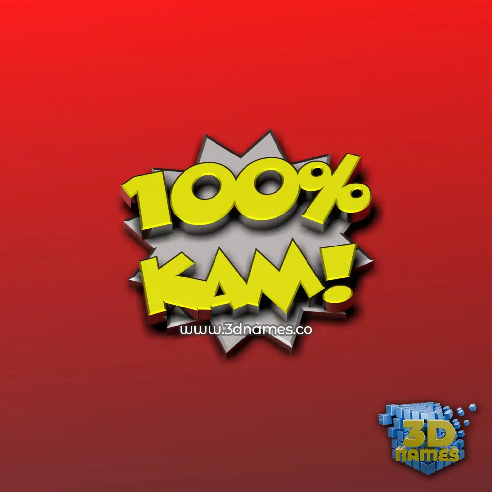 kam in 100 Percent style - 3D name wallpaper