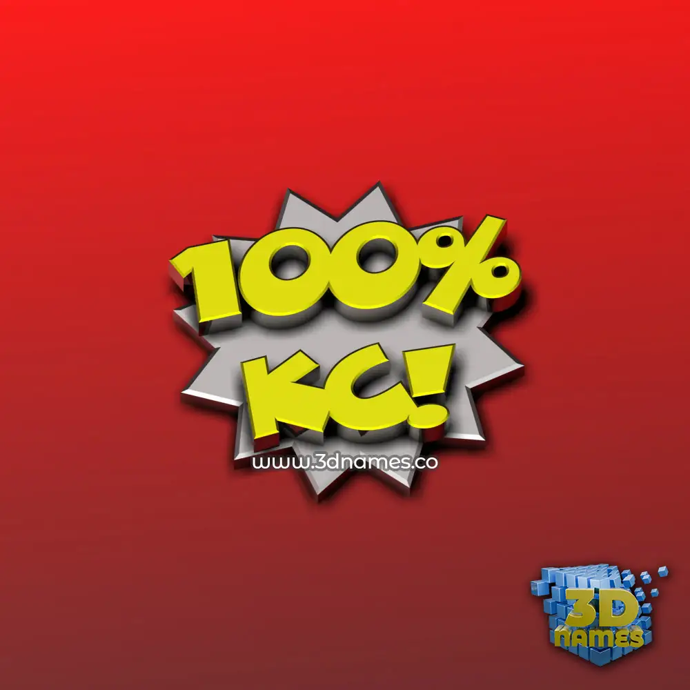 kc in 100 Percent style - 3D name wallpaper