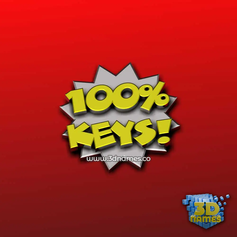 keys in 100 Percent style - 3D name wallpaper