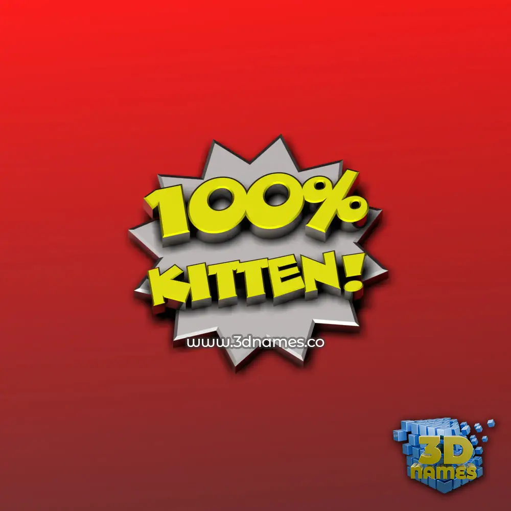 kitten in 100 Percent style - 3D name wallpaper
