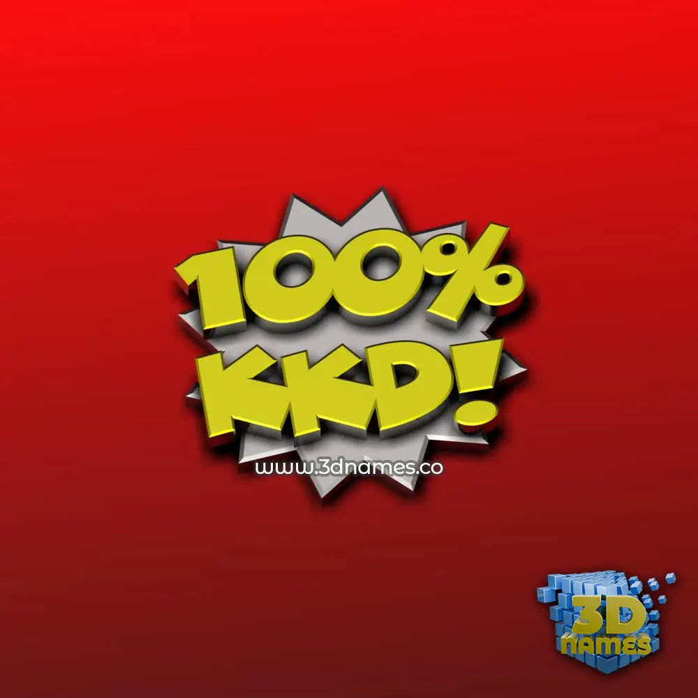 kkd in 100 Percent style - 3D name wallpaper