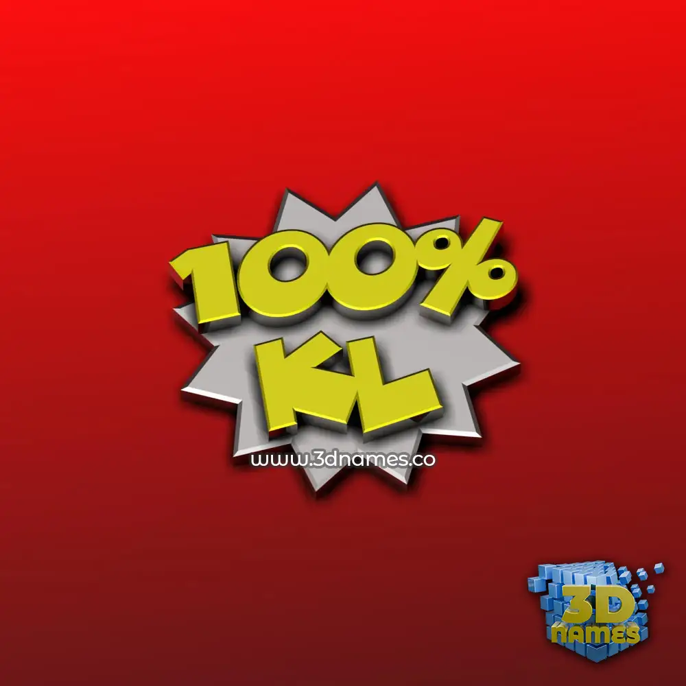 kl in 100 Percent style - 3D name wallpaper