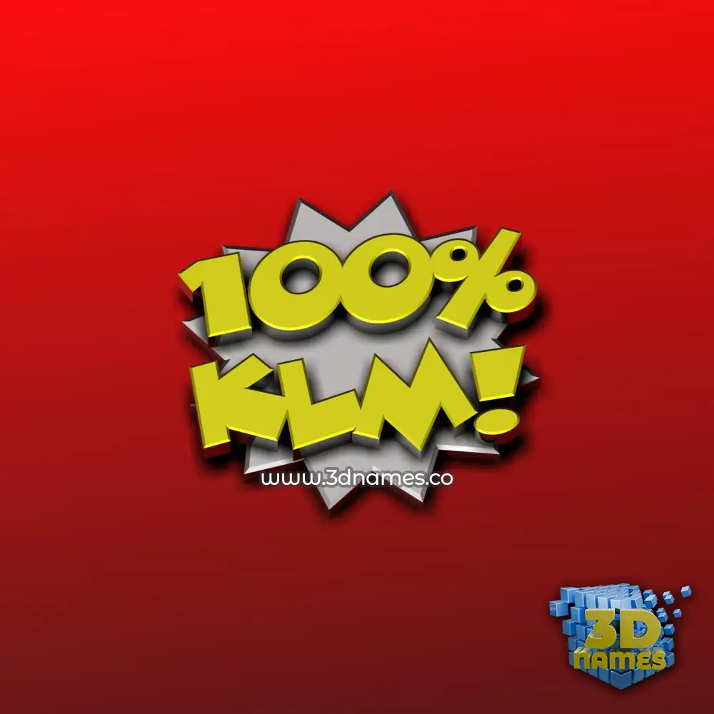 klm in 100 Percent style - 3D name wallpaper