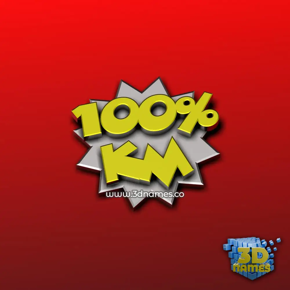 km in 100 Percent style - 3D name wallpaper