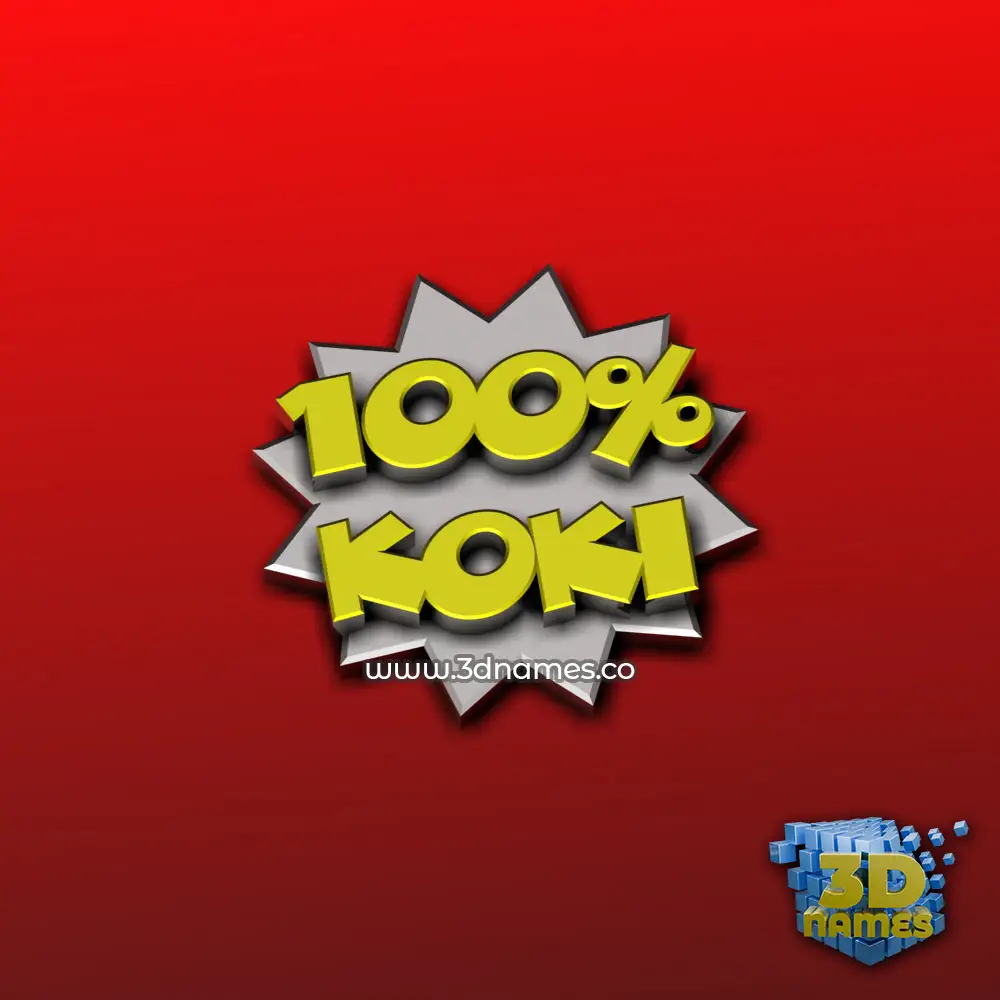 koki in 100 Percent style - 3D name wallpaper