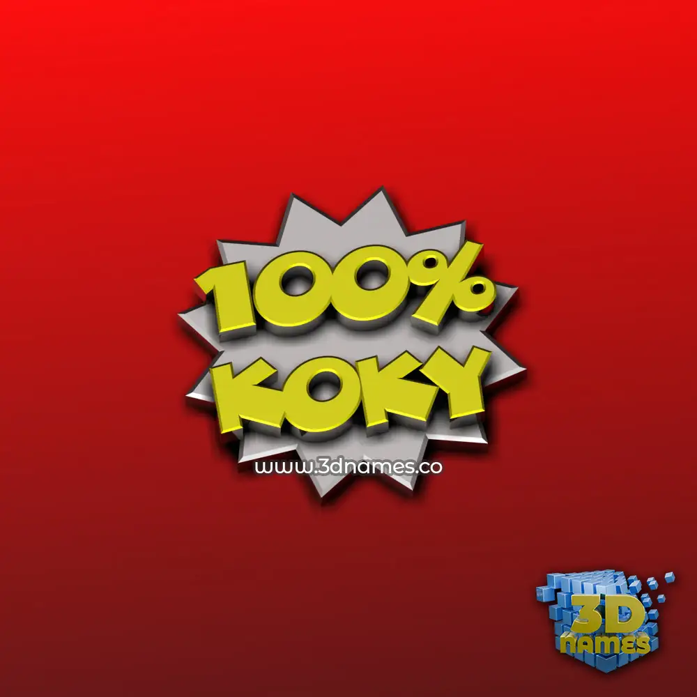 koky in 100 Percent style - 3D name wallpaper