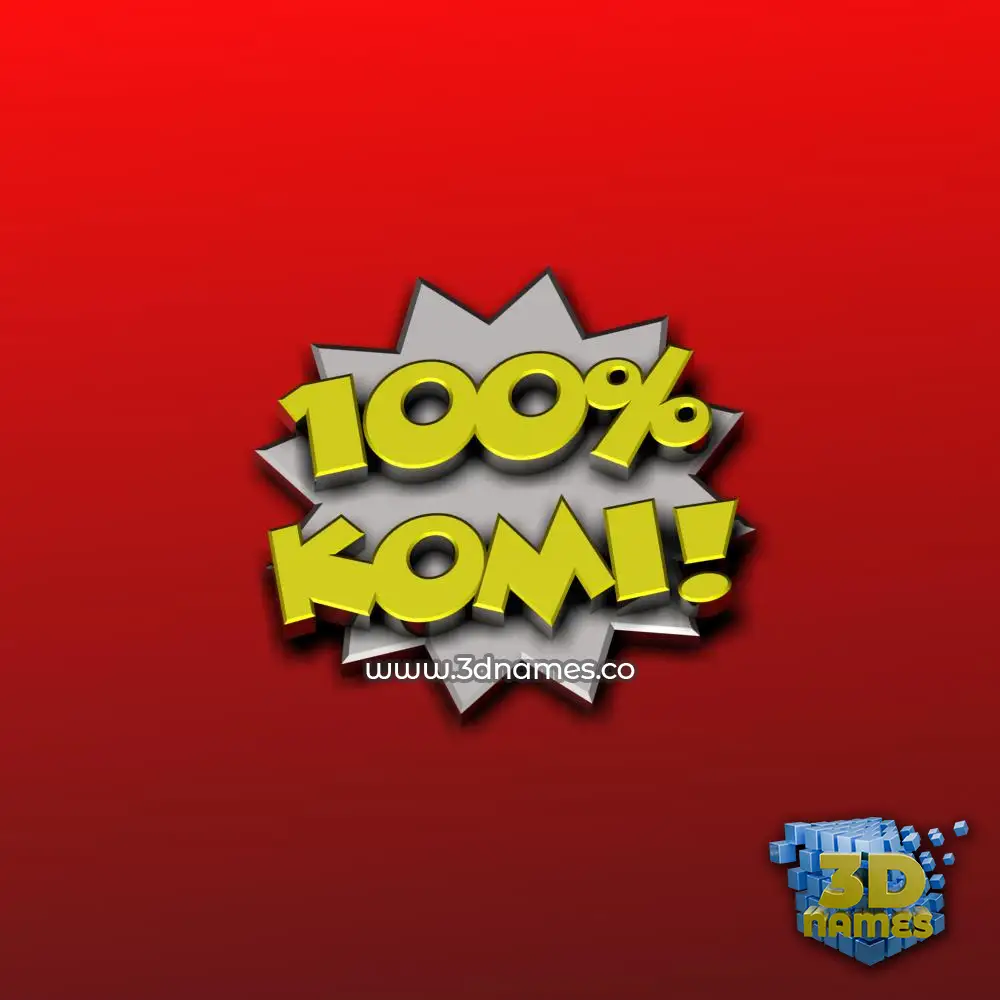 komi in 100 Percent style - 3D name wallpaper