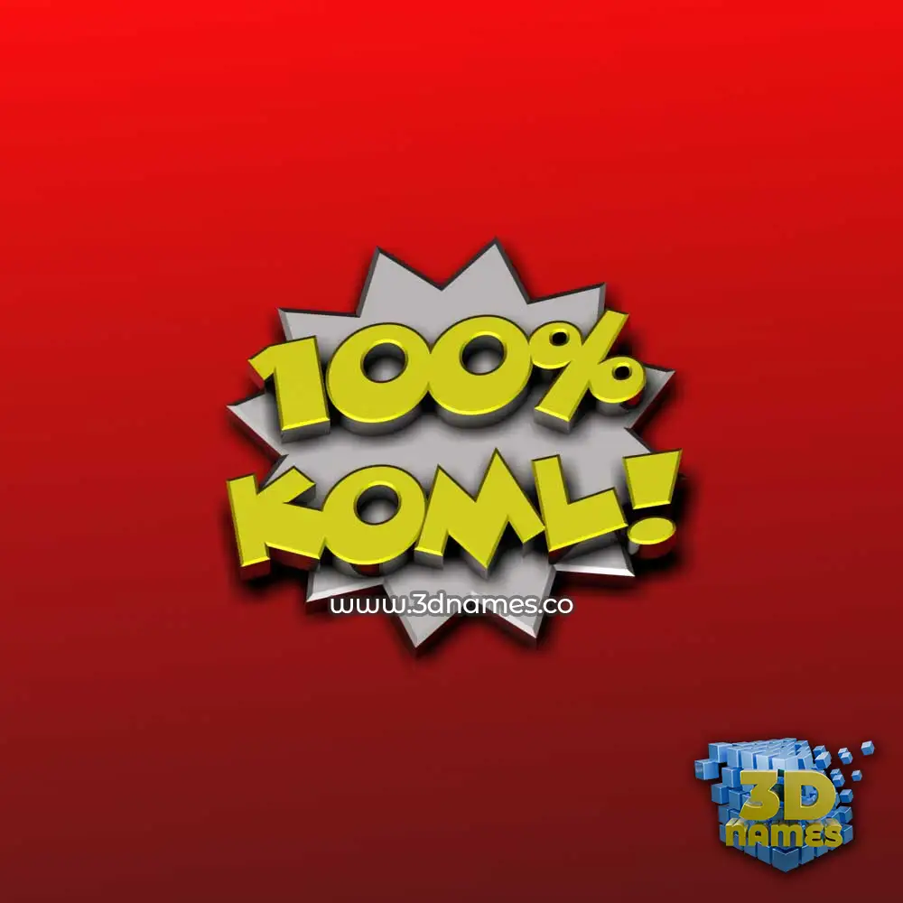 koml in 100 Percent style - 3D name wallpaper
