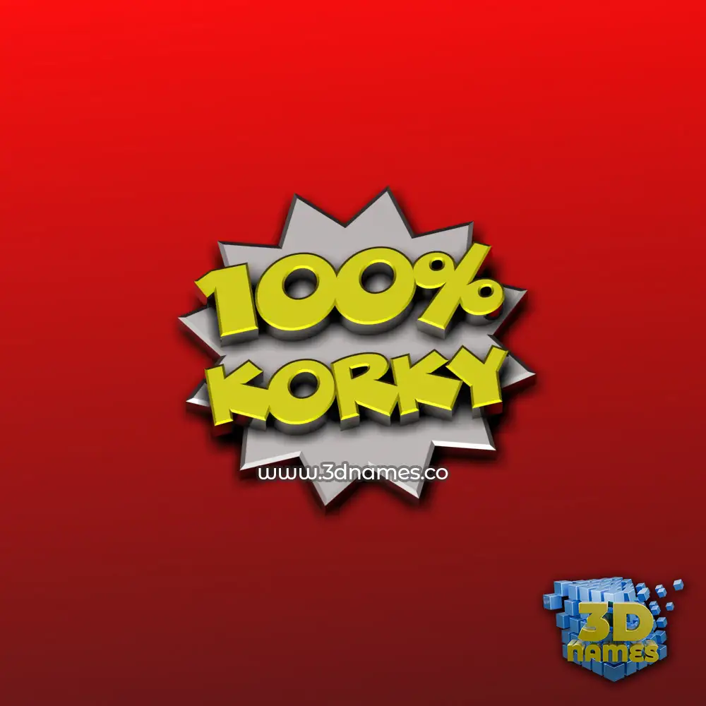korky in 100 Percent style - 3D name wallpaper