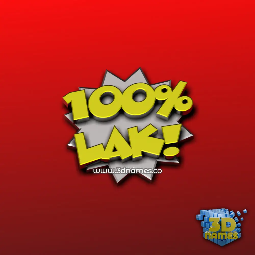 lak in 100 Percent style - 3D name wallpaper