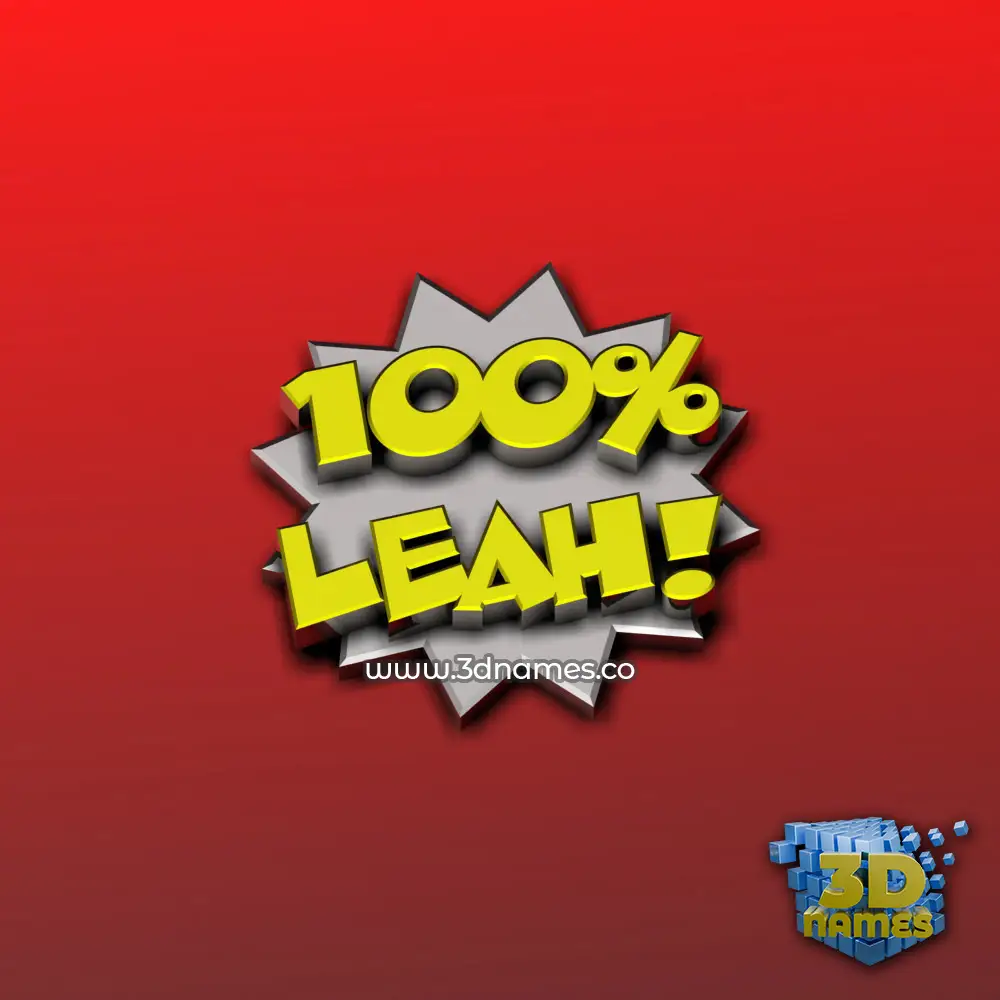 leah in 100 Percent style - 3D name wallpaper