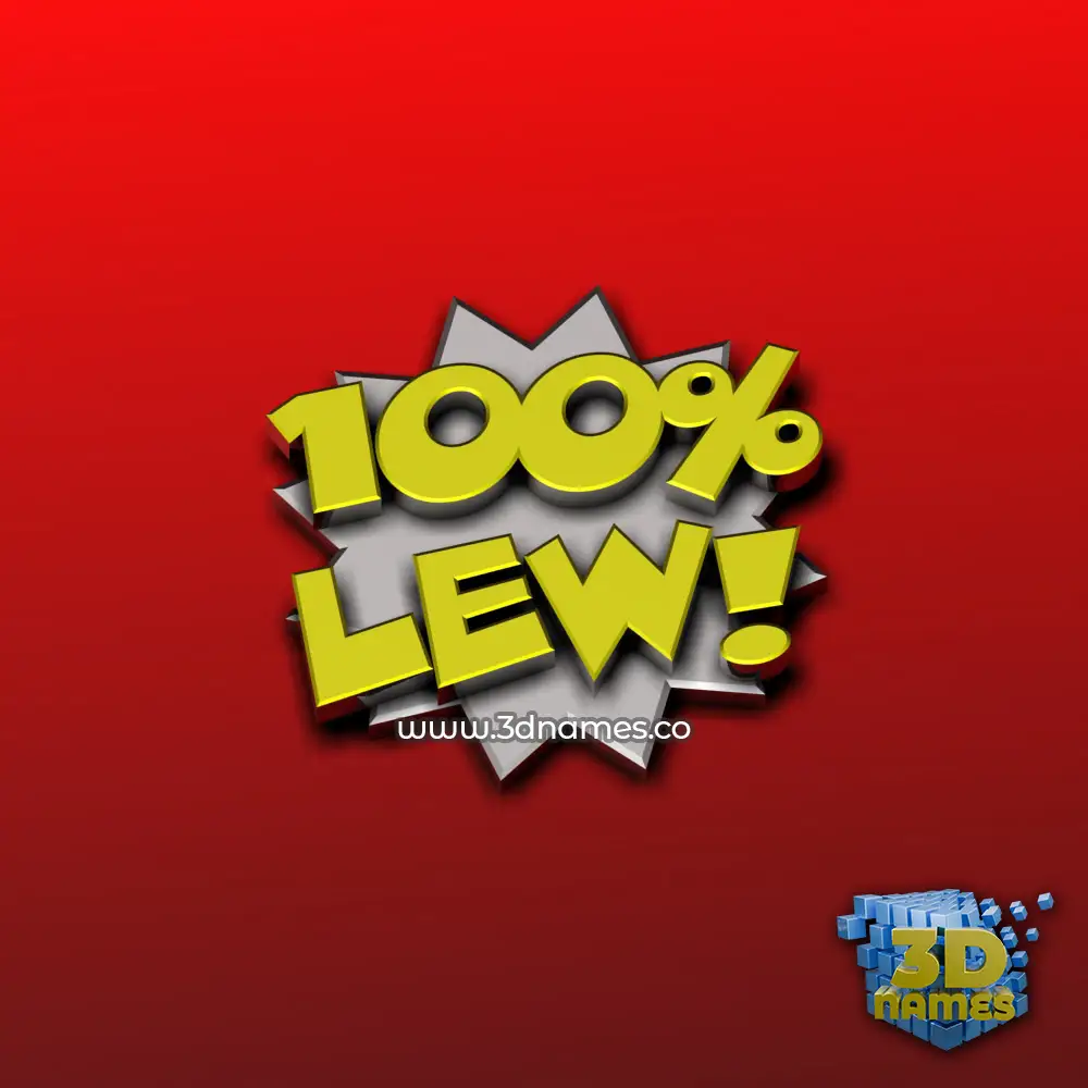 lew in 100 Percent style - 3D name wallpaper
