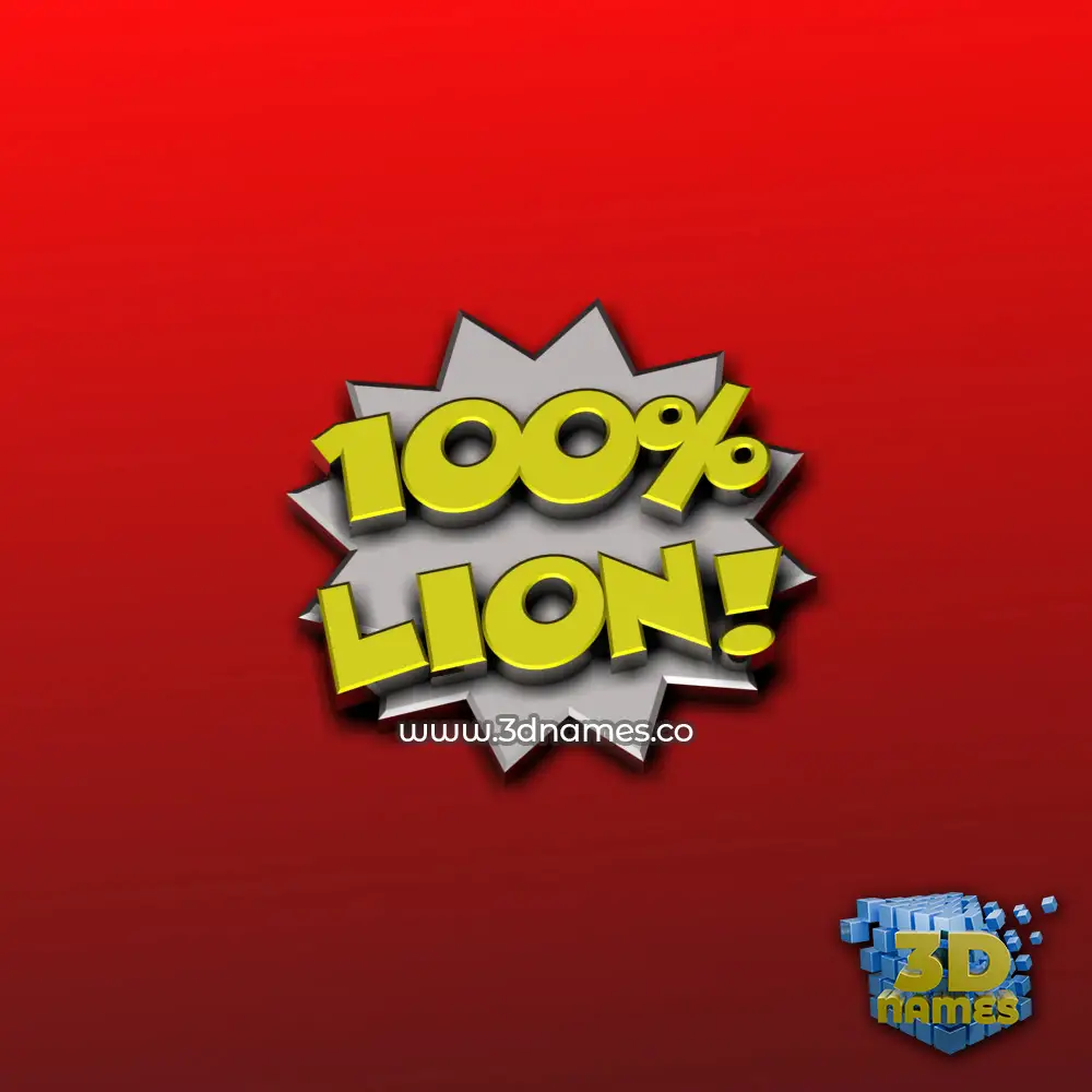 lion in 100 Percent style - 3D name wallpaper