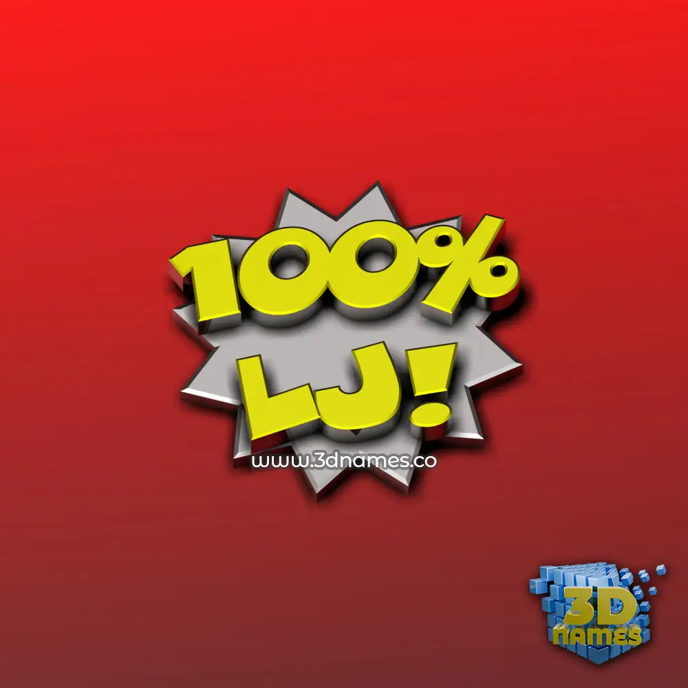 lj in 100 Percent style - 3D name wallpaper