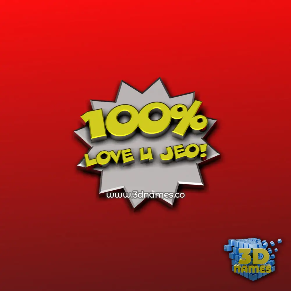 love u jeo in 100 Percent style - 3D name wallpaper