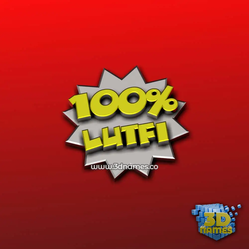 lutfi in 100 Percent style - 3D name wallpaper