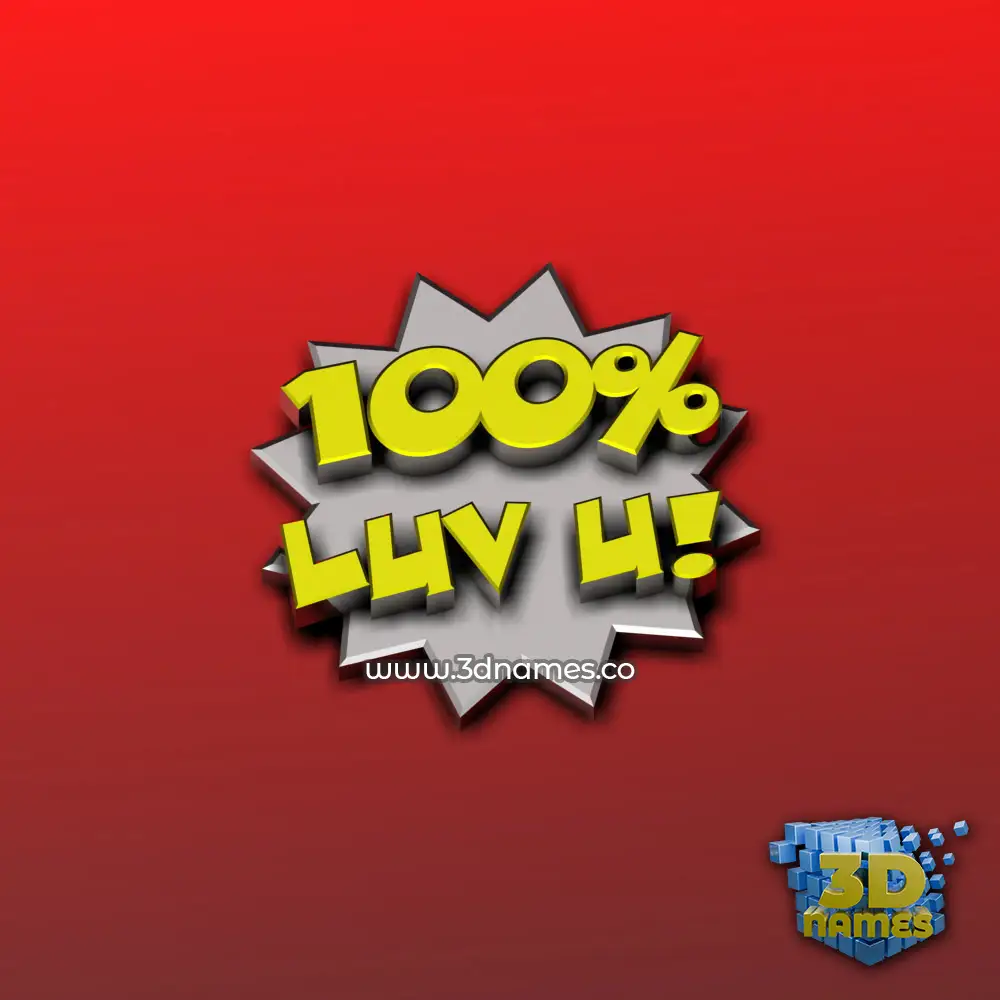 luv u in 100 Percent style - 3D name wallpaper