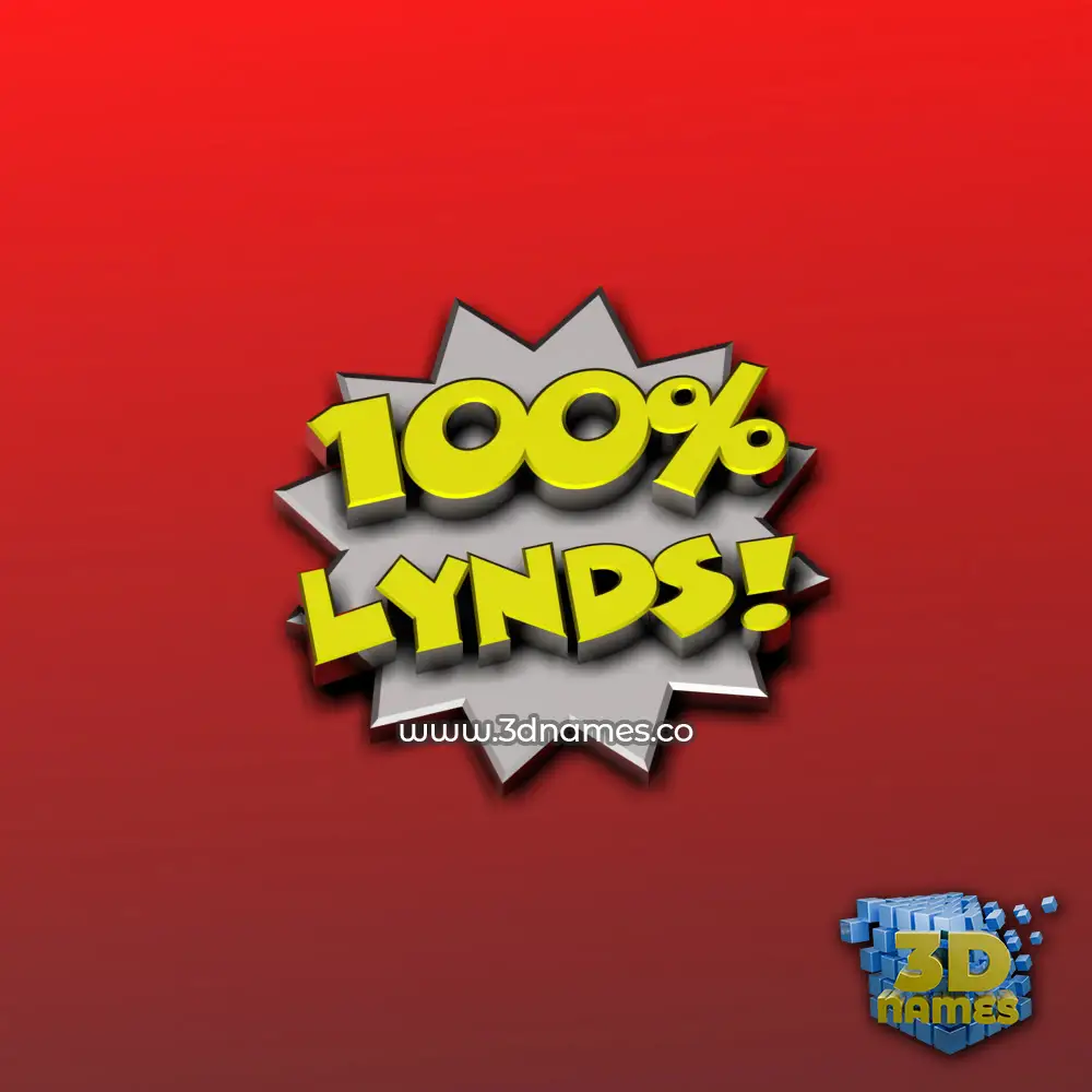lynds in 100 Percent style - 3D name wallpaper
