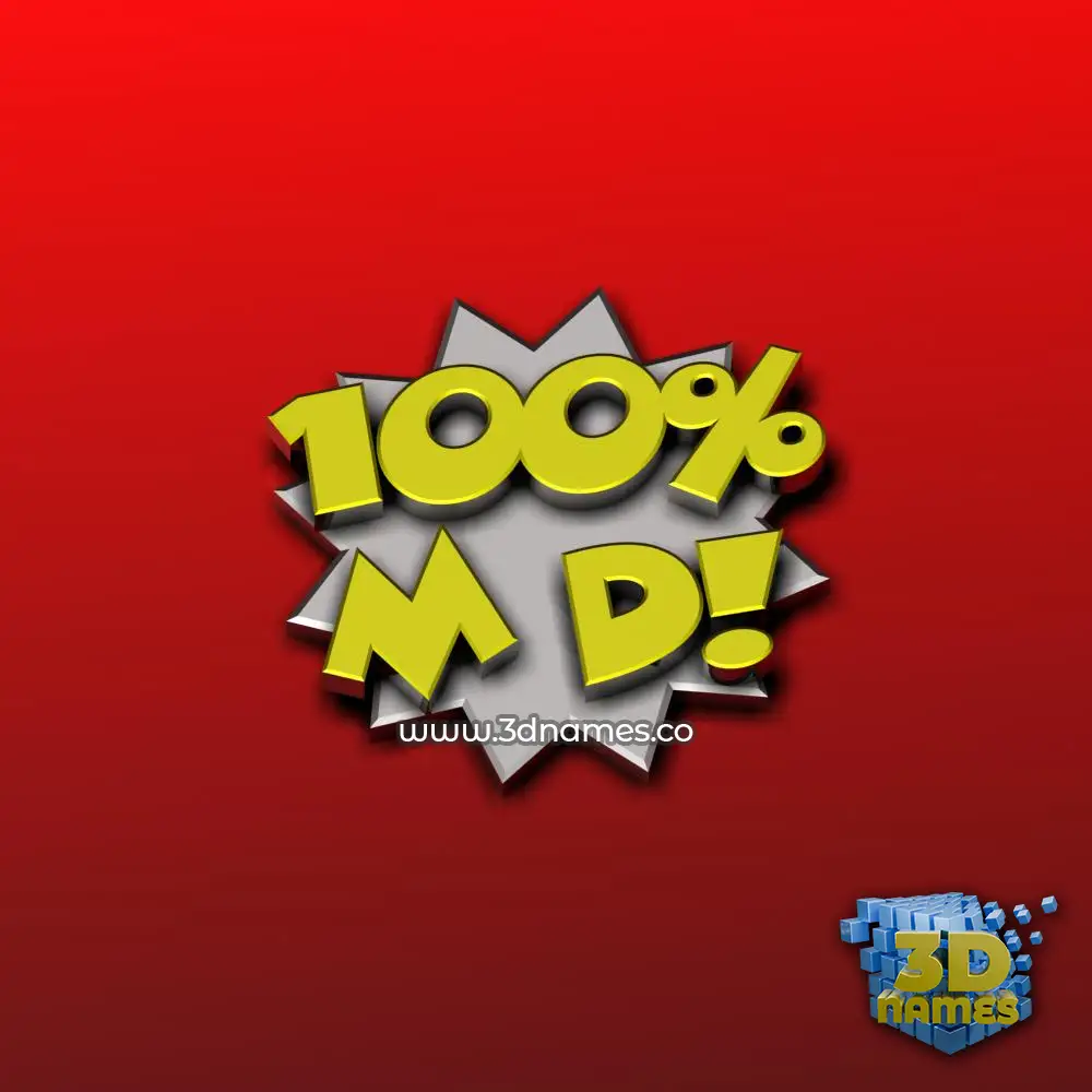 m d in 100 Percent style - 3D name wallpaper