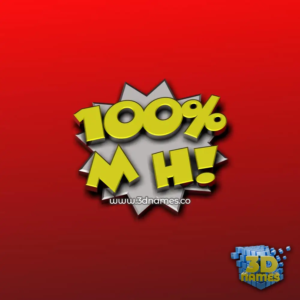 m h in 100 Percent style - 3D name wallpaper