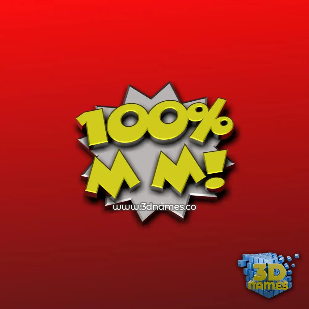 m m in 100 Percent style - 3D name wallpaper