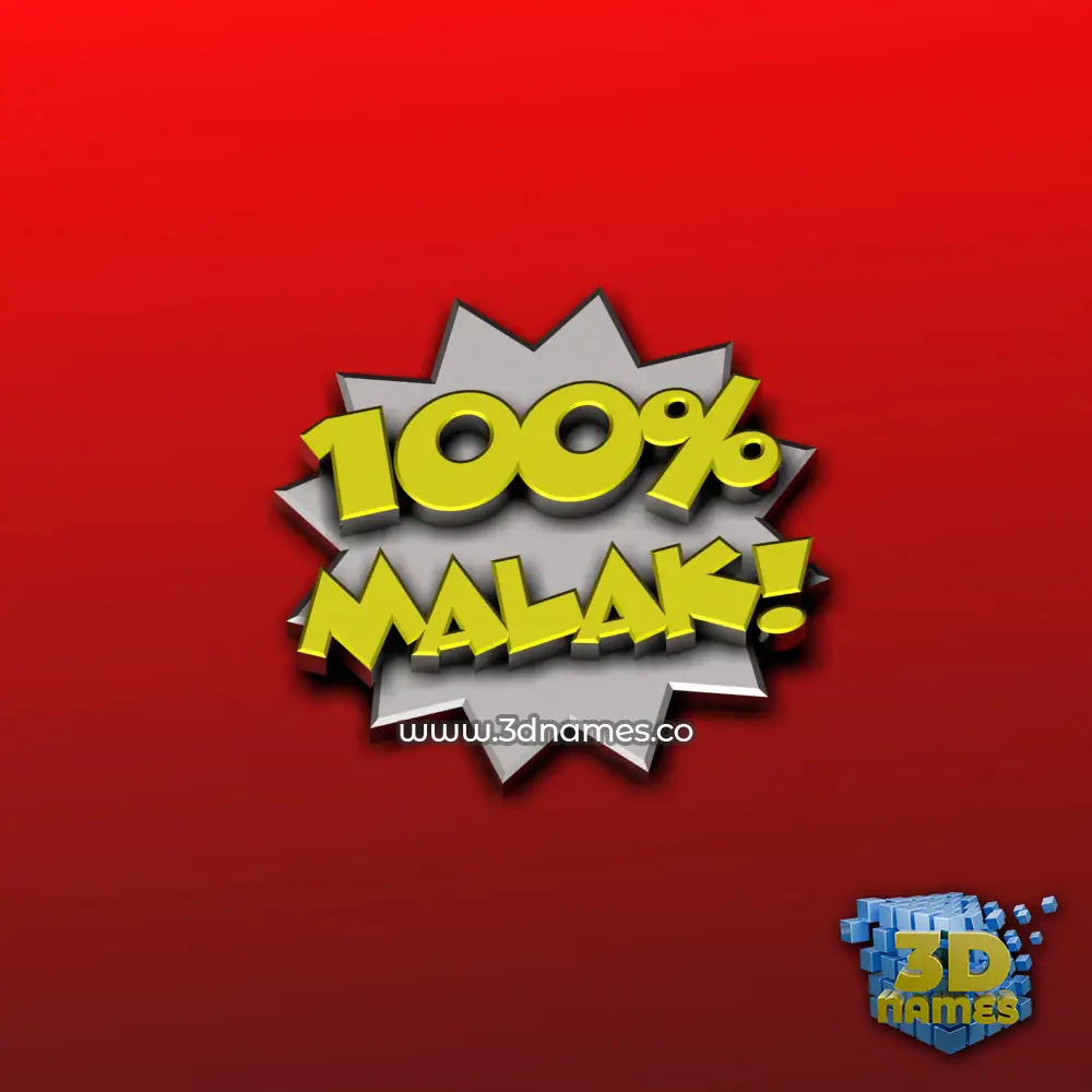 malak in 100 Percent style - 3D name wallpaper