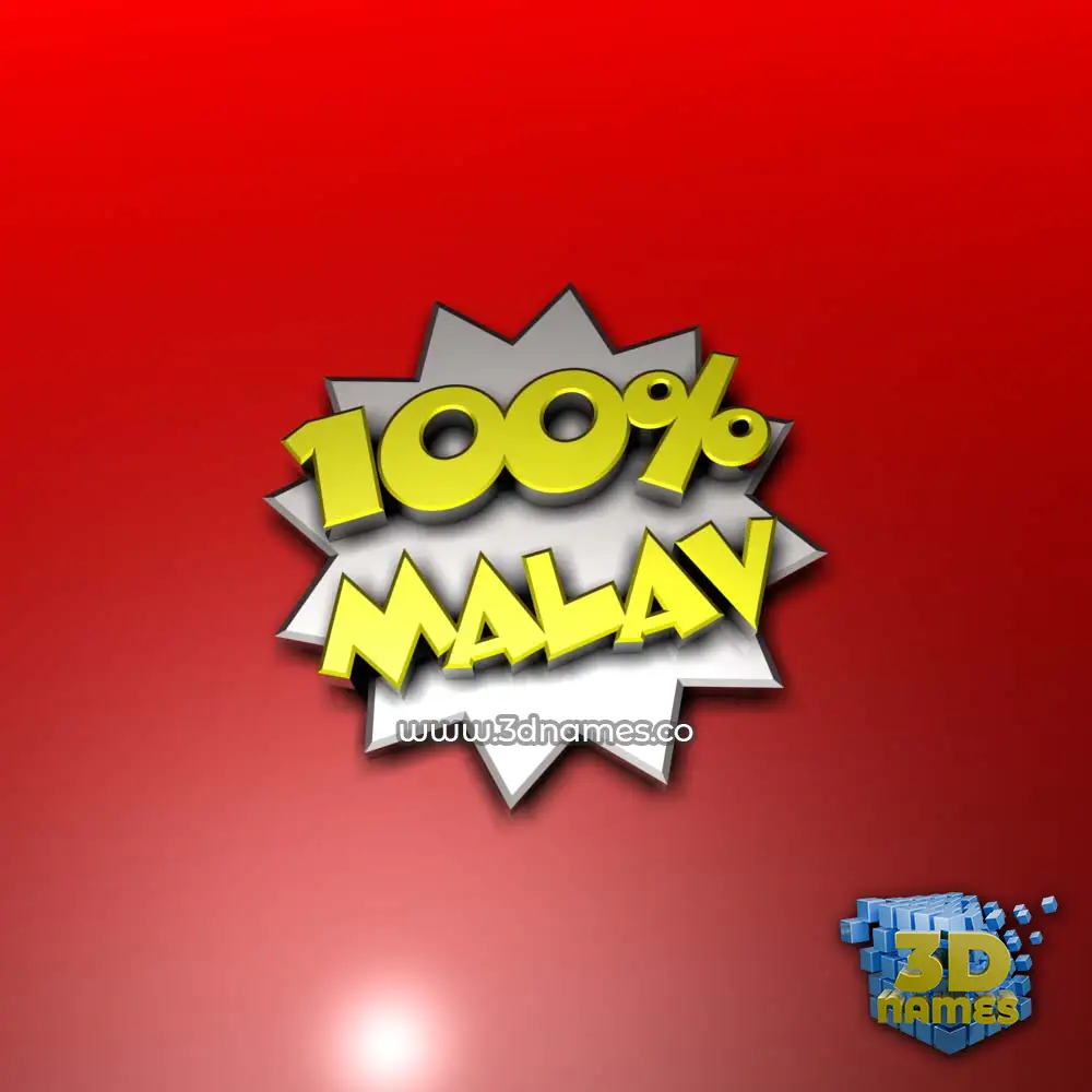 malav in 100 Percent style - 3D name wallpaper