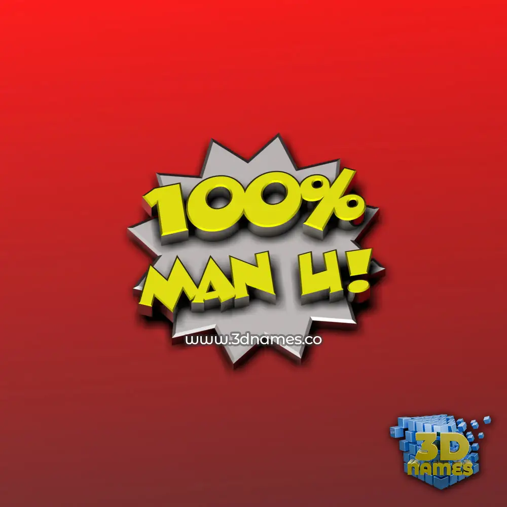 man u in 100 Percent style - 3D name wallpaper