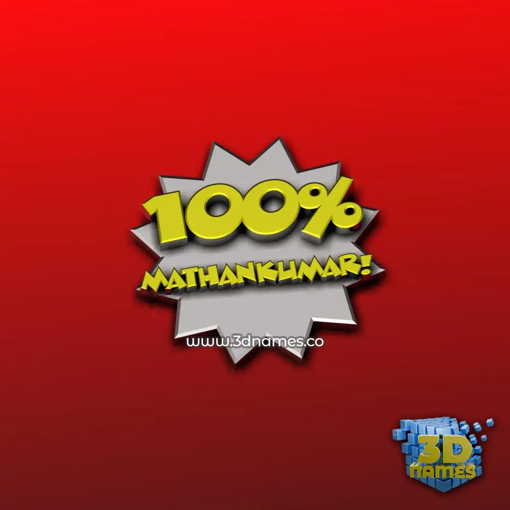 mathankumar in 100 Percent style - 3D name wallpaper