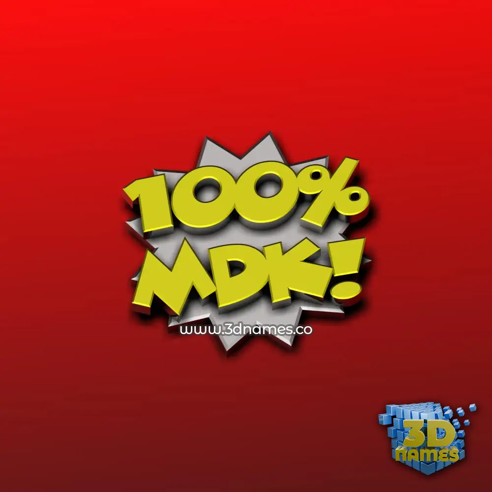 mdk in 100 Percent style - 3D name wallpaper