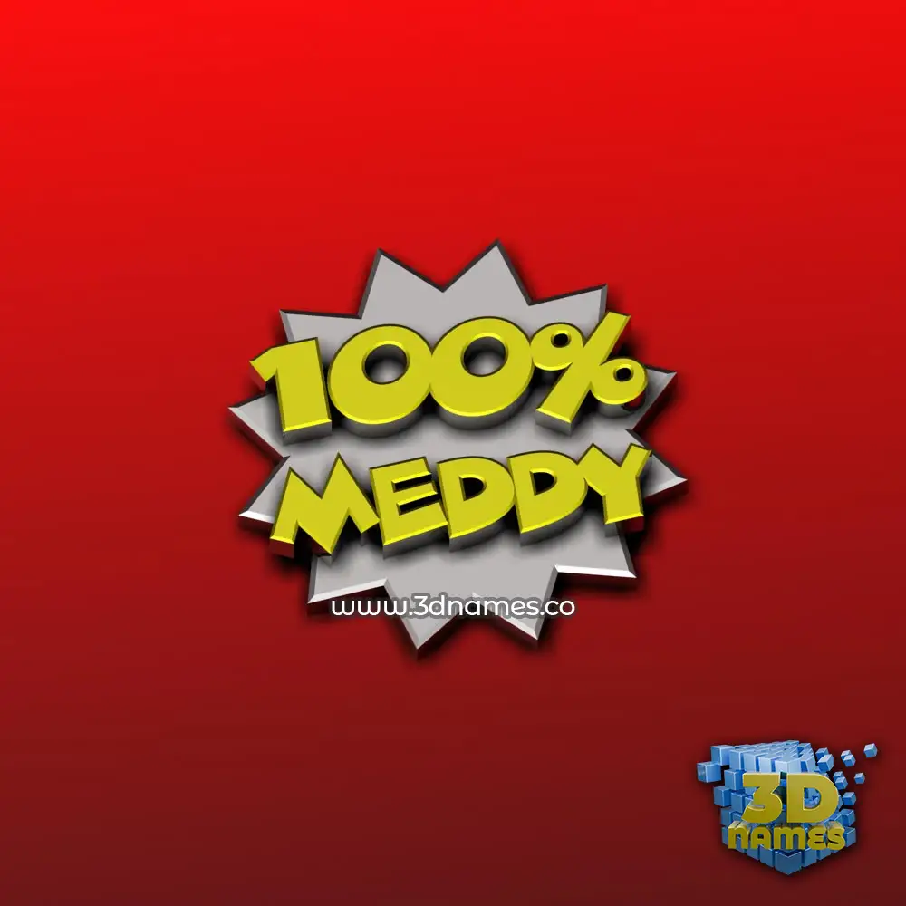 meddy in 100 Percent style - 3D name wallpaper