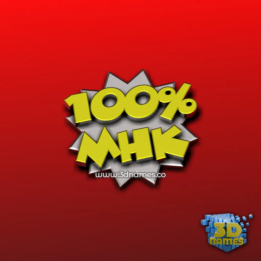 mhk in 100 Percent style - 3D name wallpaper