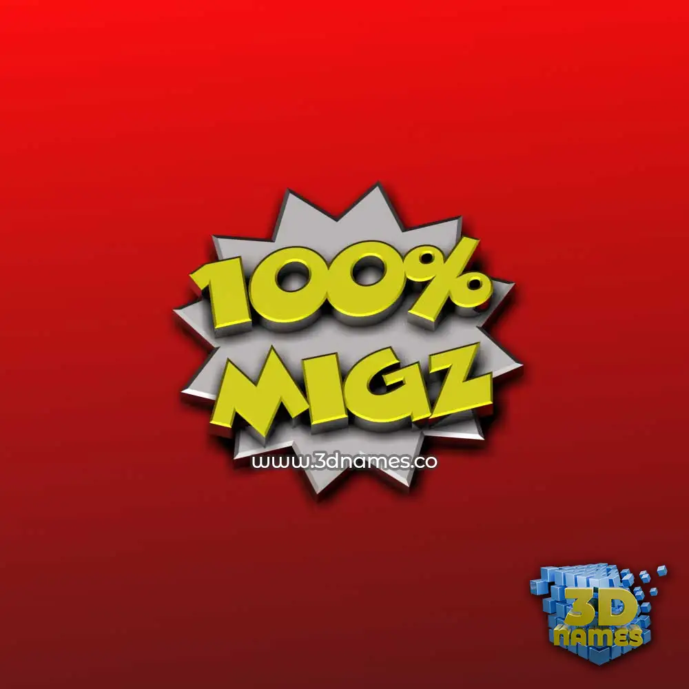 migz in 100 Percent style - 3D name wallpaper