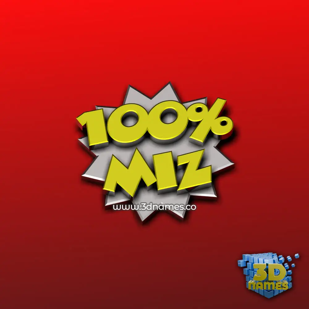 miz in 100 Percent style - 3D name wallpaper