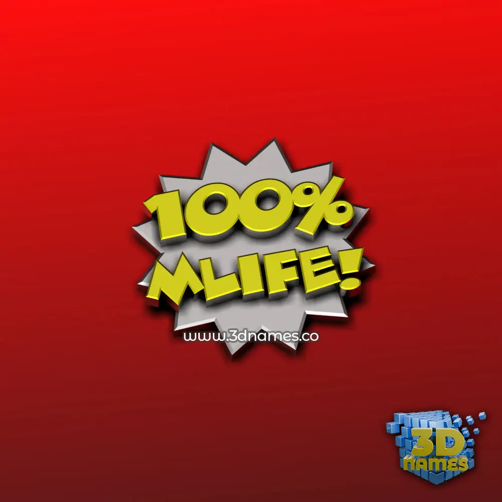 mlife in 100 Percent style - 3D name wallpaper