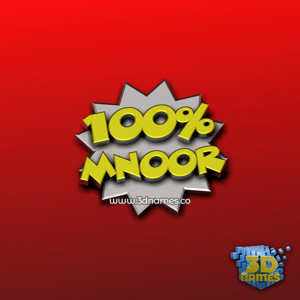 mnoor in 100 Percent style - 3D name wallpaper