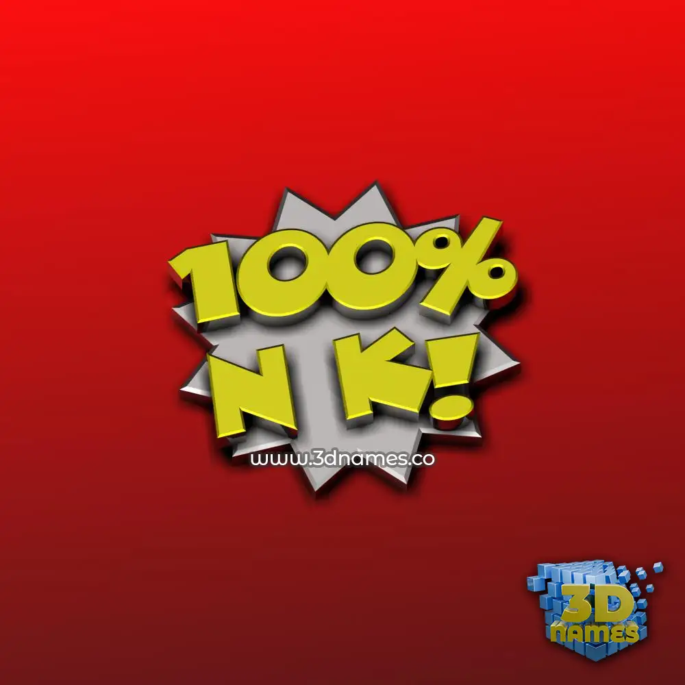 n k in 100 Percent style - 3D name wallpaper