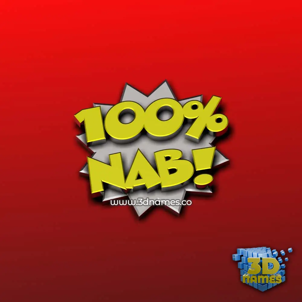 nab in 100 Percent style - 3D name wallpaper