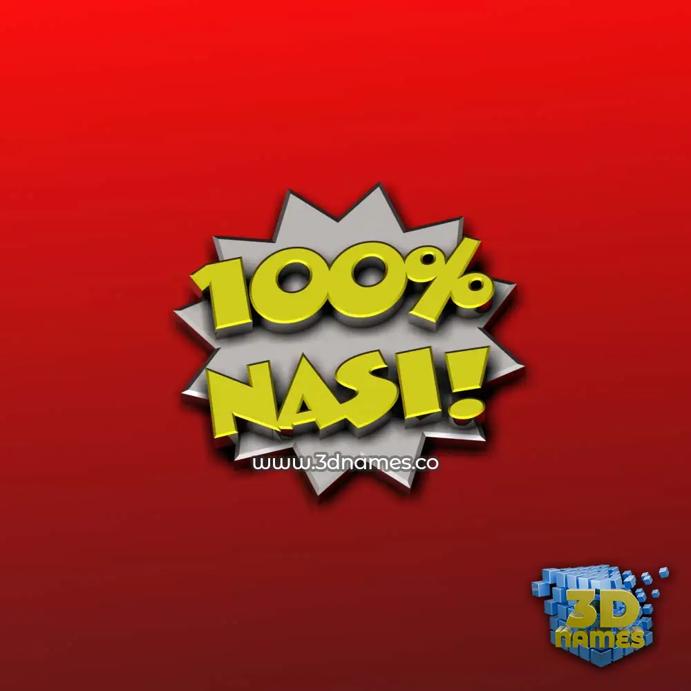 nasi in 100 Percent style - 3D name wallpaper