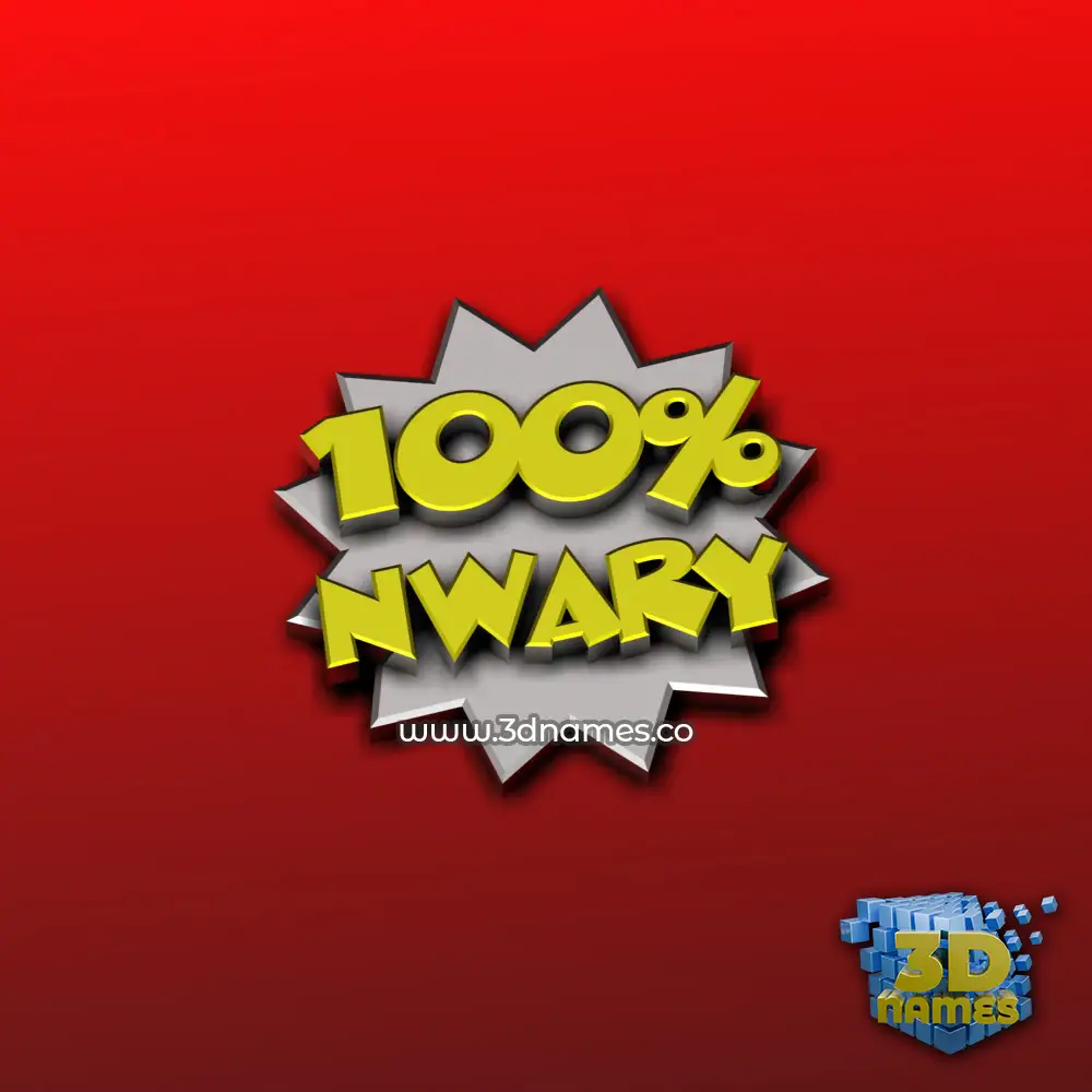 nwary in 100 Percent style - 3D name wallpaper
