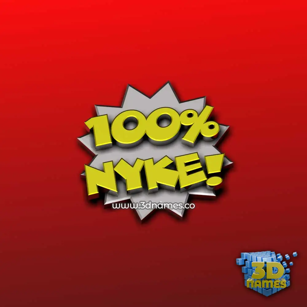 nyke in 100 Percent style - 3D name wallpaper