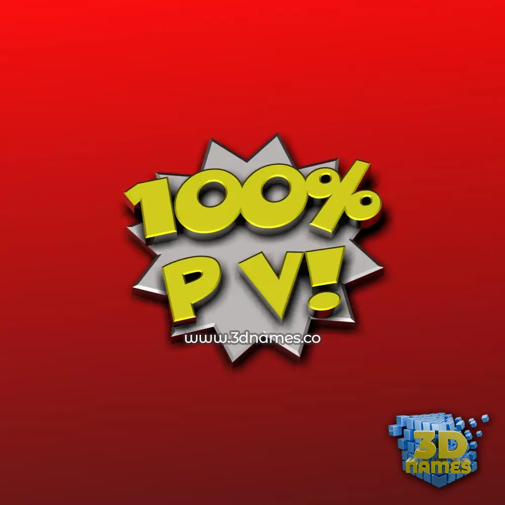 p v in 100 Percent style - 3D name wallpaper