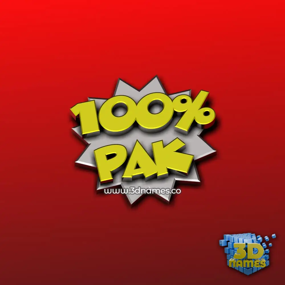 pak in 100 Percent style - 3D name wallpaper