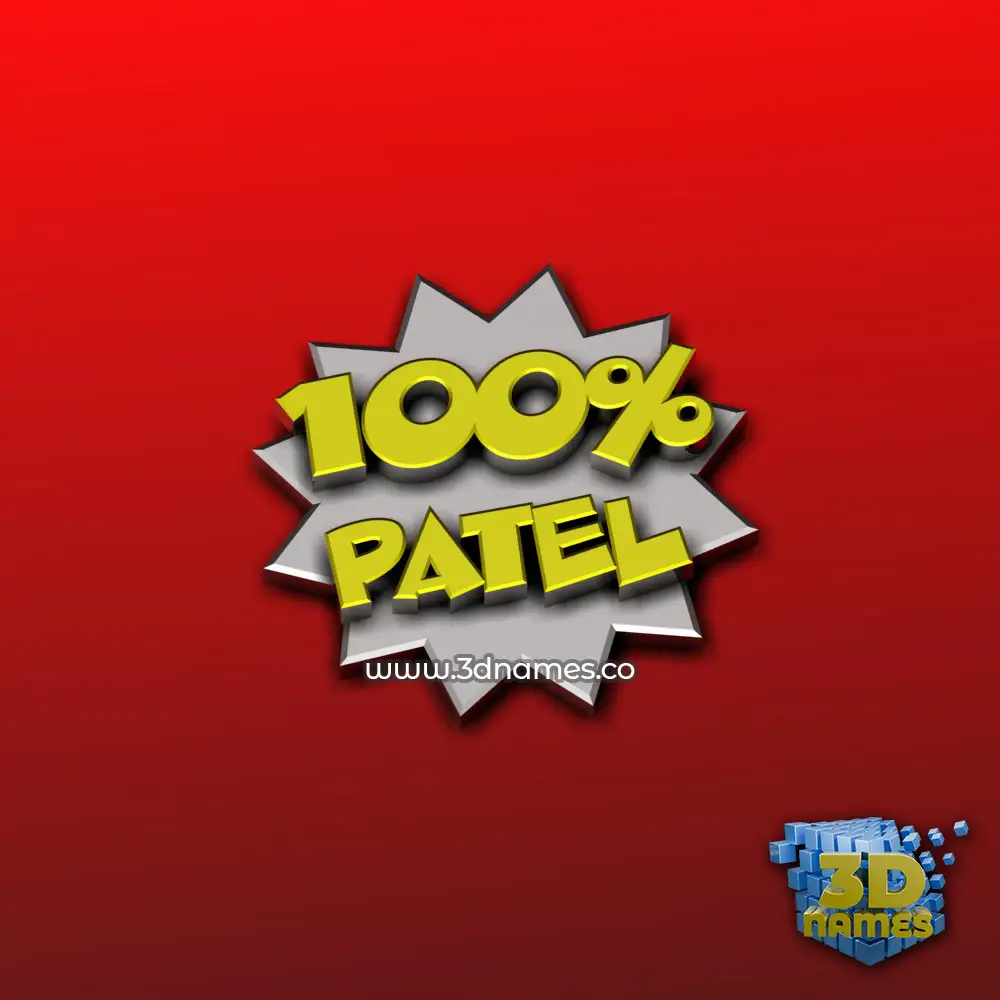 patel in 100 Percent style - 3D name wallpaper
