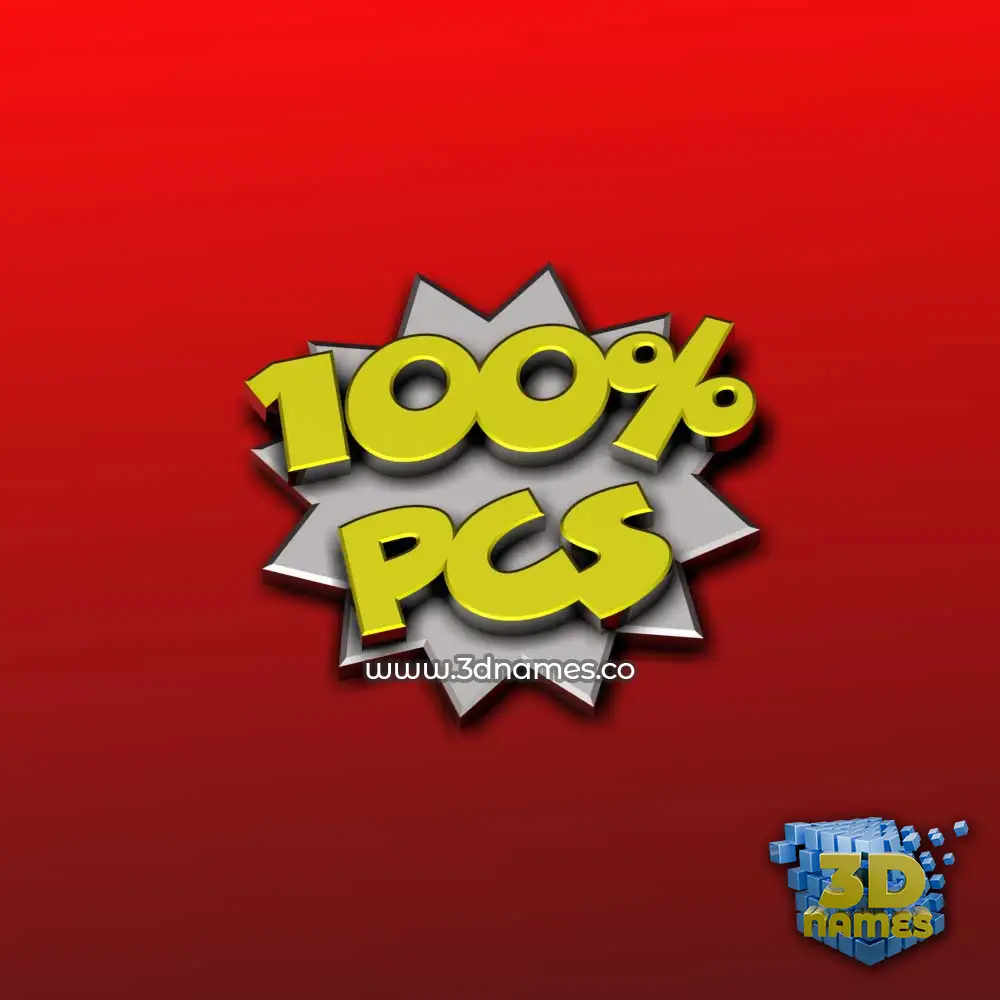 pcs in 100 Percent style - 3D name wallpaper