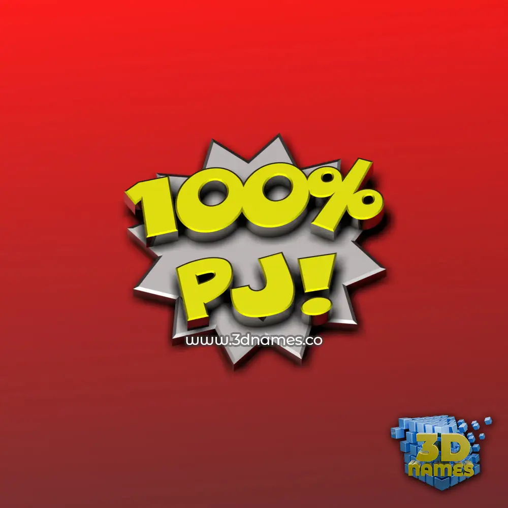 pj in 100 Percent style - 3D name wallpaper